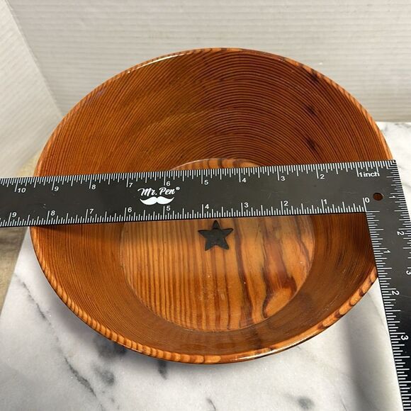 Wood bowl hand made & signed Texas star - Picture 6 of 7